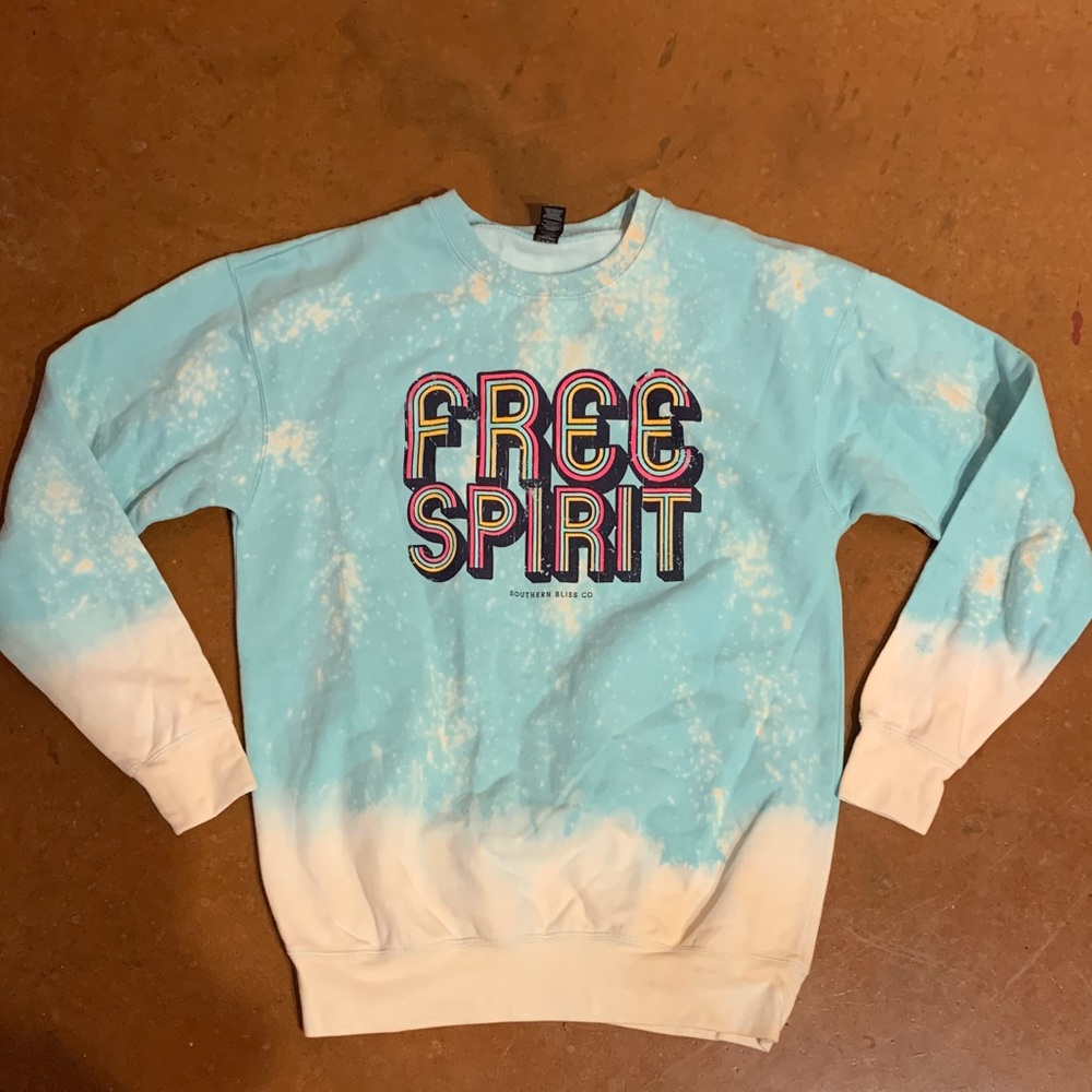 Tultex Aqua and White Tie-Dye "Free Spirit" Crewneck